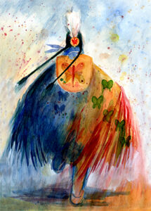 Daniel Ramirez's painting of a woman dancer in a butterfly shawl - pastel.